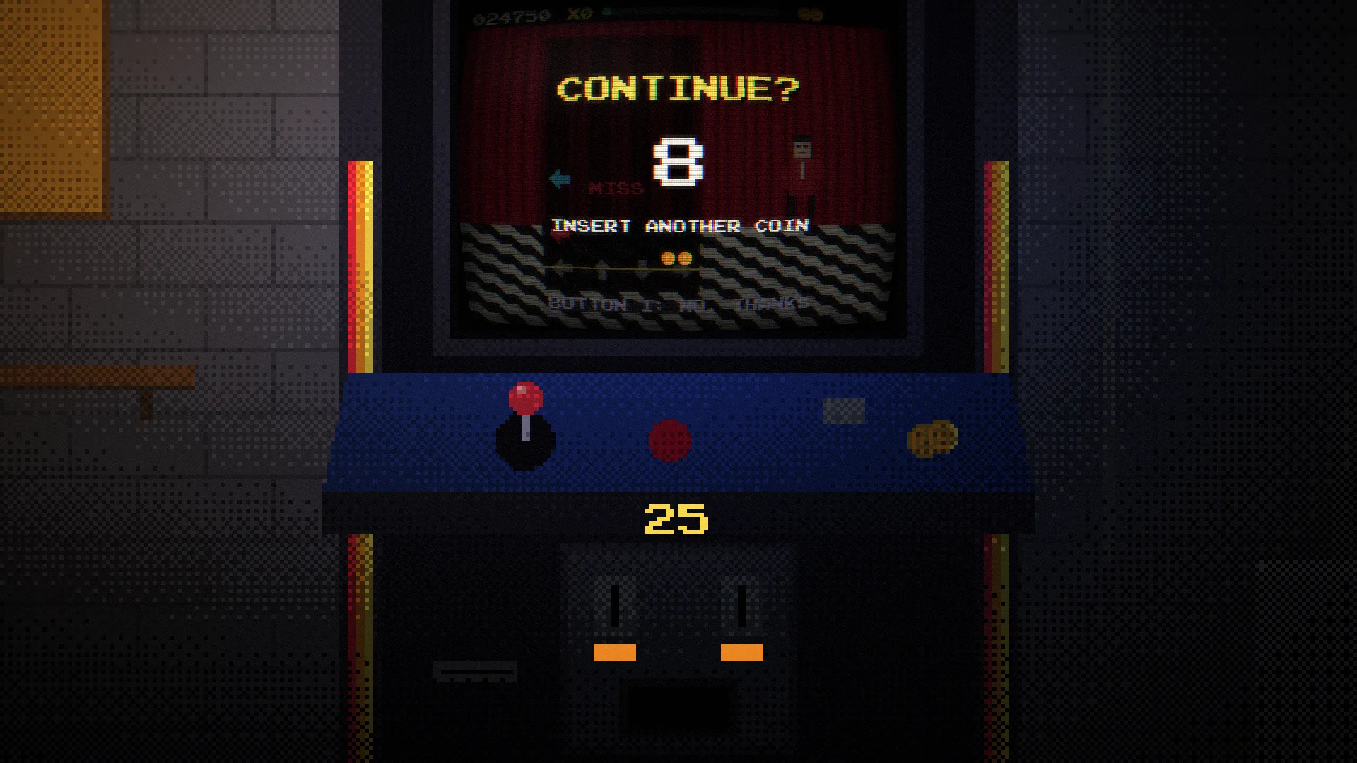 CONTINUE? countdown on the cabinet screen